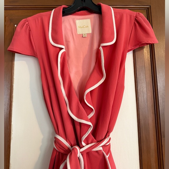 ModCloth Daytime Dapper coral wrap dress sz M - Picture 3 of 6